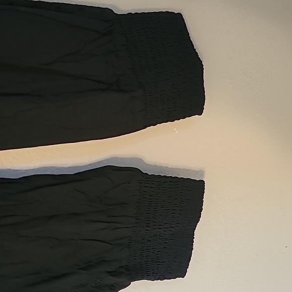 American Rag women's small smocked elastic waist, cuffs, crochet-trim soft pants - Picture 3 of 11